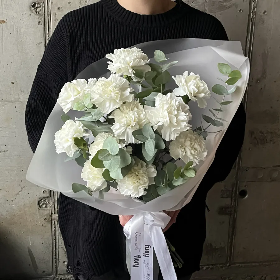 Монобукет белоснежных диантусов №488