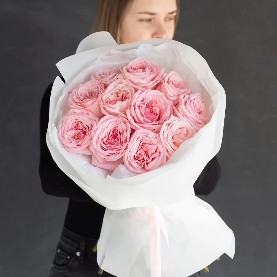 Монобукет пионовидных роз "Пинк Охара" №463