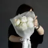 Монобукет из 5 белых пионов №415