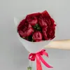 Монобукет из 5 бордовых пионов №411