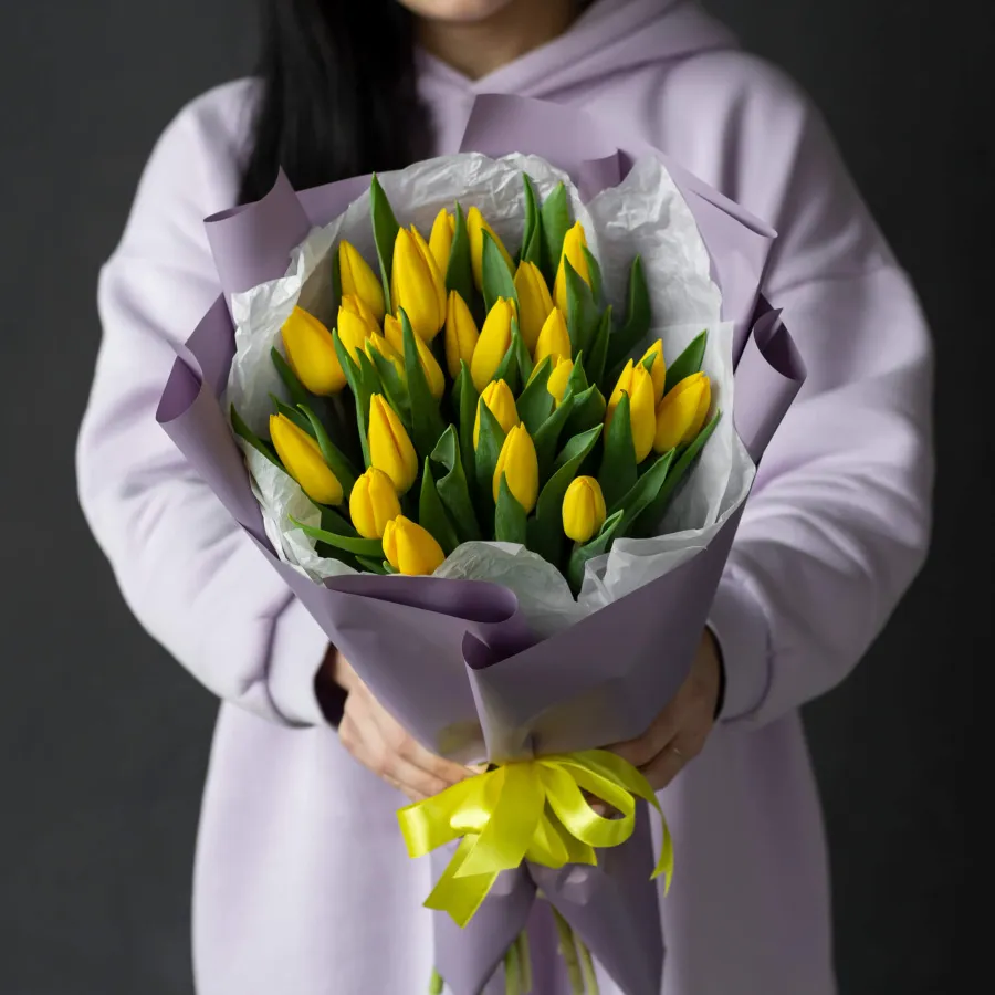 Монобукет "25 жёлтых тюльпанов"  №342