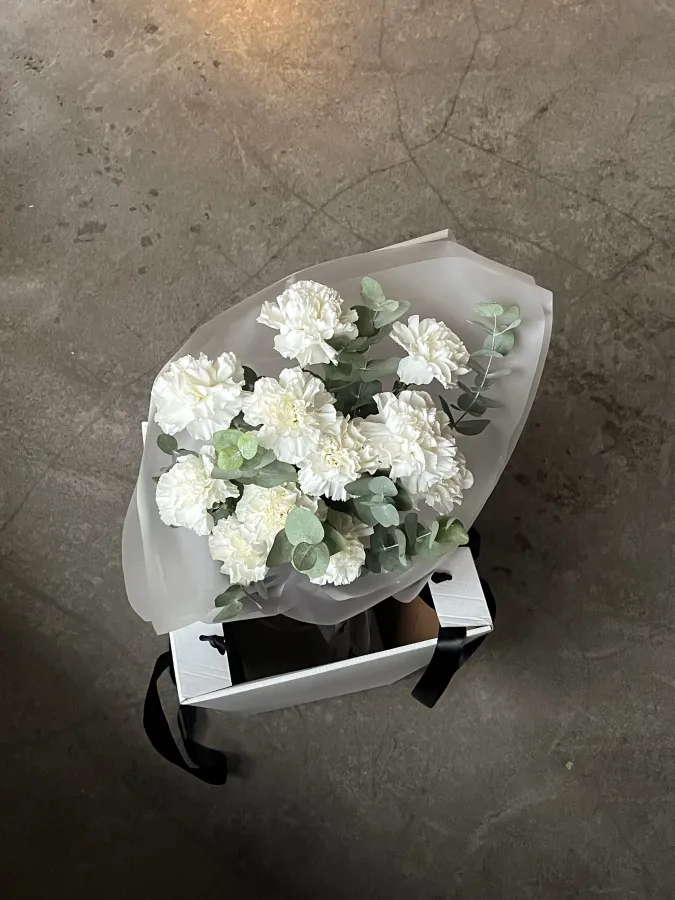 Монобукет белоснежных диантусов №488