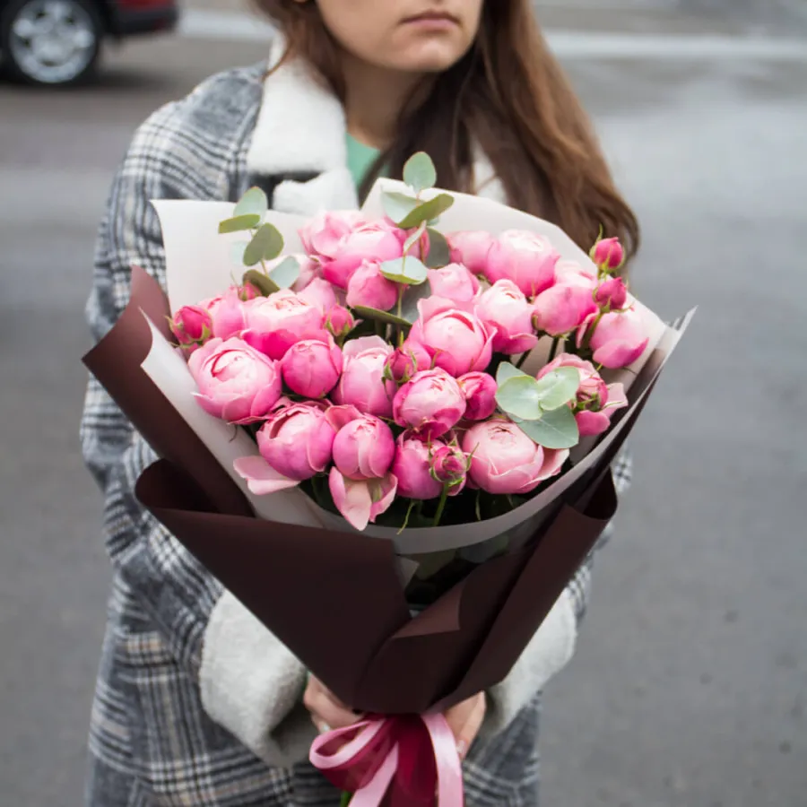Монобукет пионовидных роз "Сильвия пинк" №218
