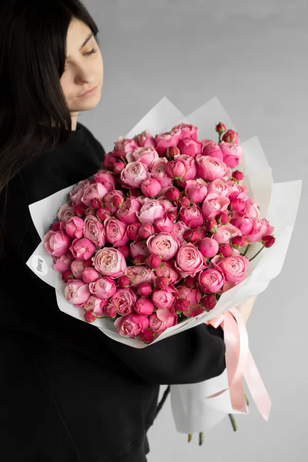Монобукет пионовидных роз Сильвия Пинк №404