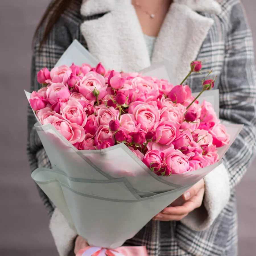 Монобукет пионовидных роз "Сильвия пинк" №226