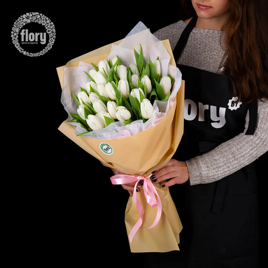 Букет белых тюльпанов №384