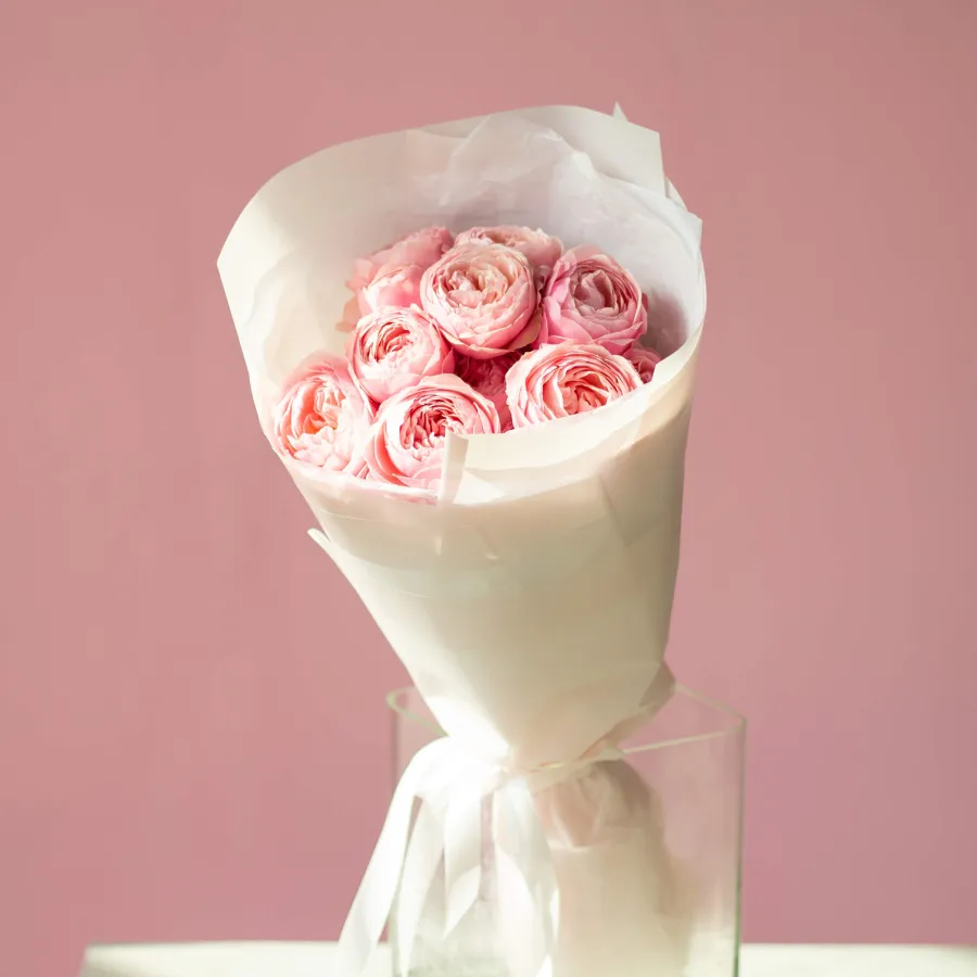 Монобукет пионовидных роз "Сильвия пинк S"  №254