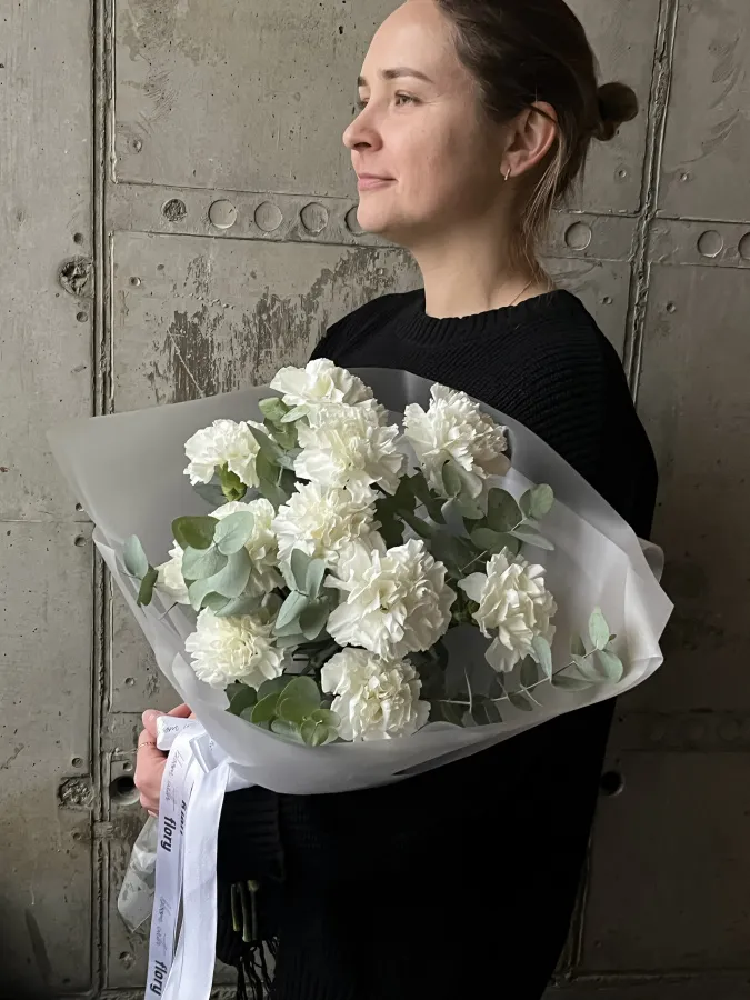 Монобукет белоснежных диантусов №488