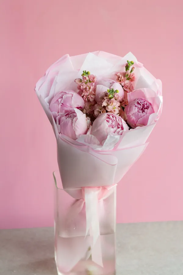 Дуобукет из пионов и матиолы  №259