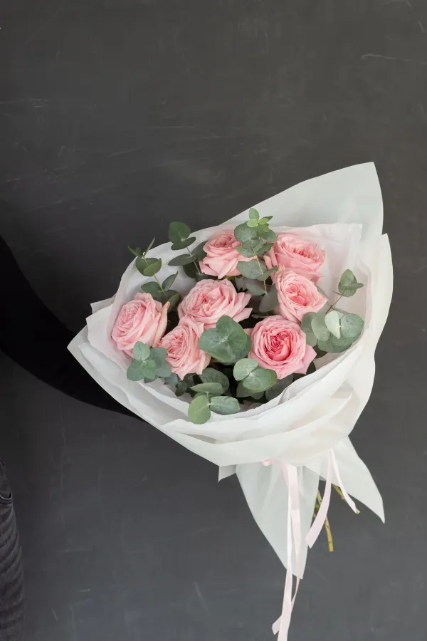 Монобукет пионовидных роз "Пинк Охара" №464