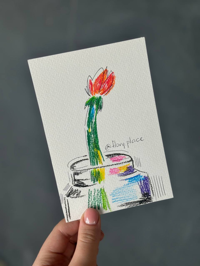 Открытка ручной работы "гиппеаструм"