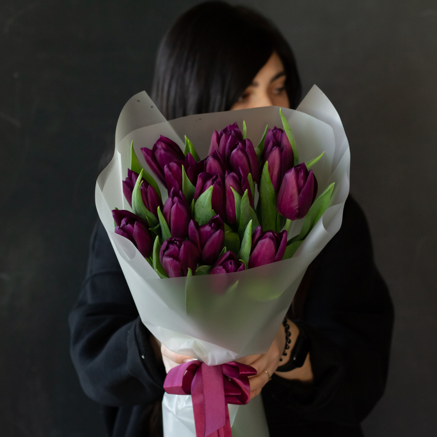 Монобукет фиолетовых тюльпанов №470