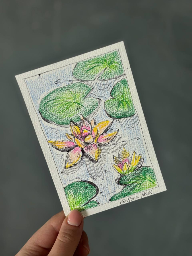 Открытка ручной работы "Лотос"