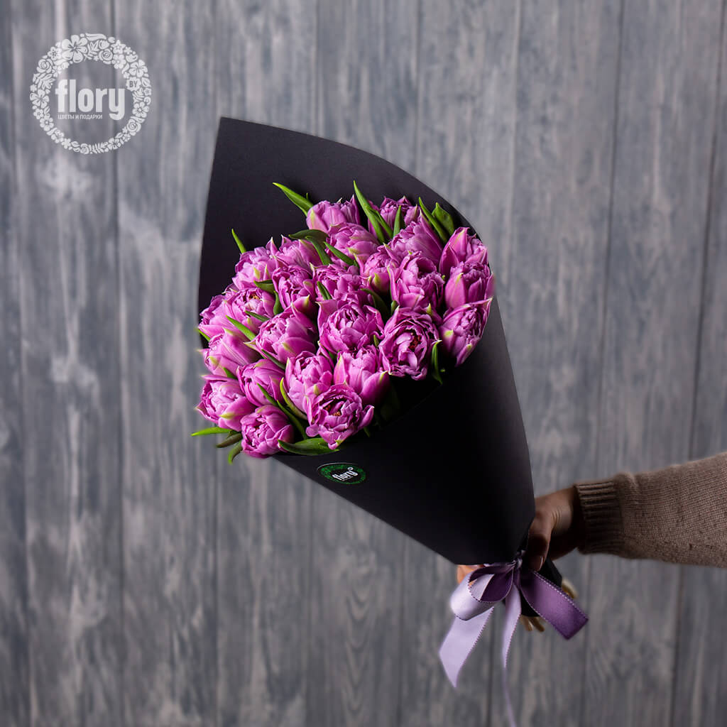 Букет пионовидных тюльпанов "Пёрпл принцесс" №113