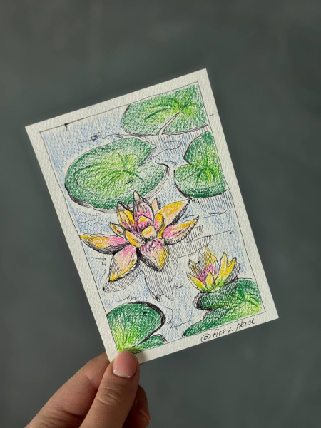 Открытка ручной работы "Лотос"