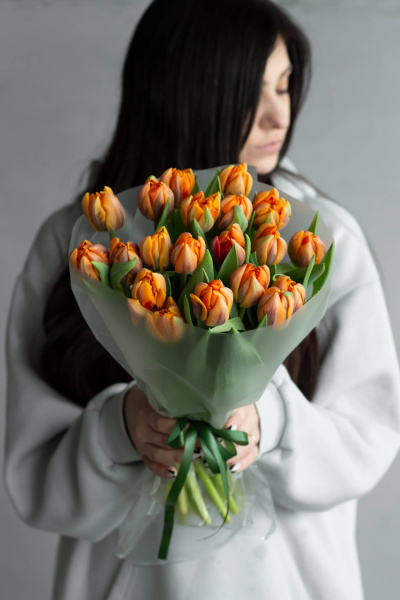 Монобукет тюльпанов "Оранж Принцесс 20" №366
