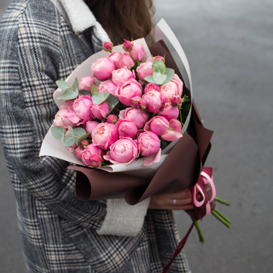 Монобукет пионовидных роз "Сильвия пинк" №218