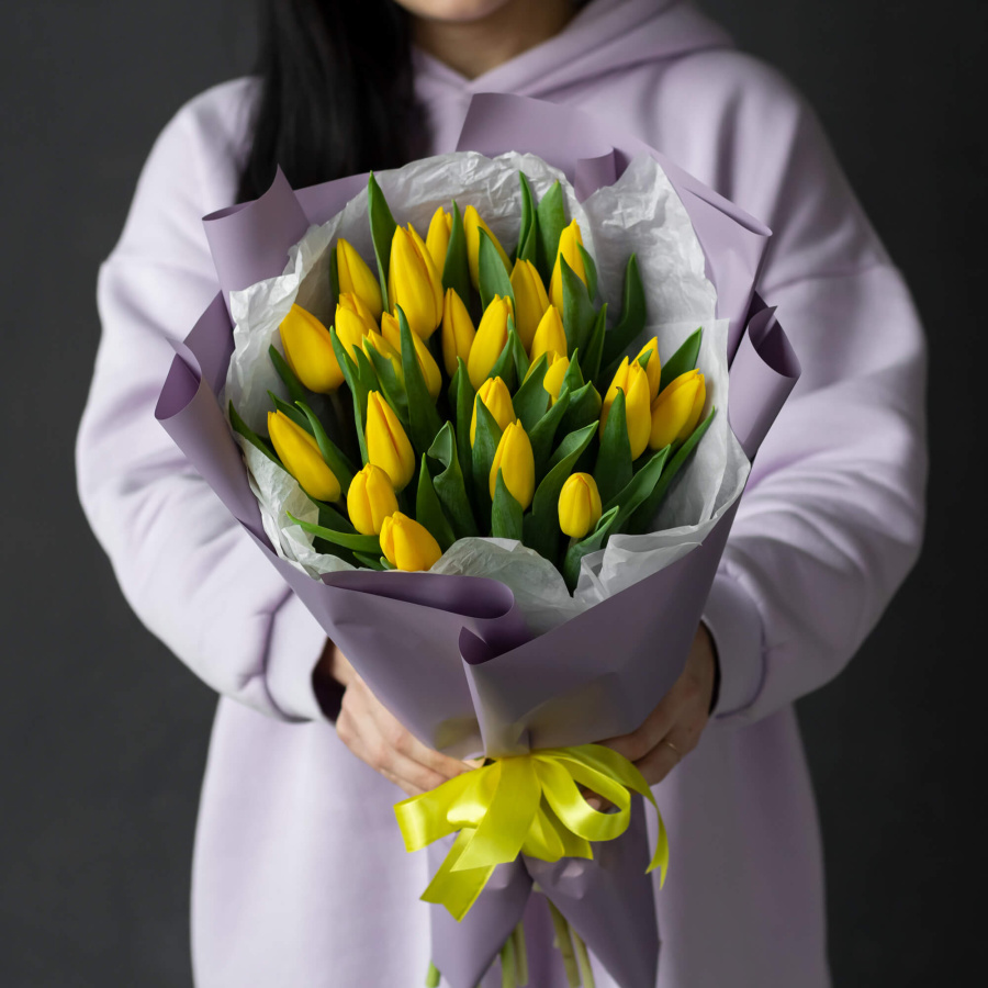 Монобукет "25 жёлтых тюльпанов"  №342