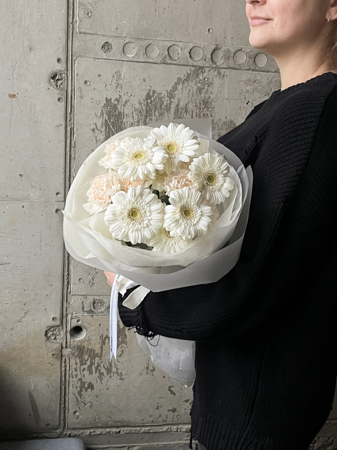 Дуобукет из гербер и диантусов №494