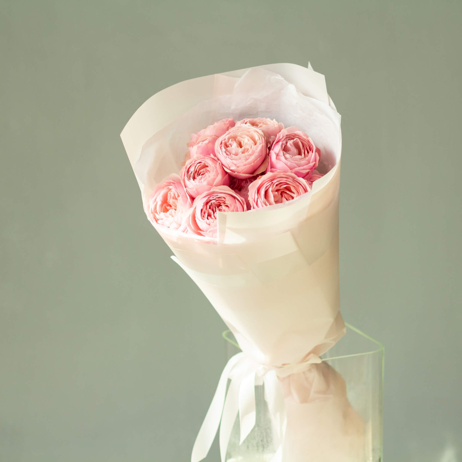 Монобукет пионовидных роз "Сильвия пинк S"  №254