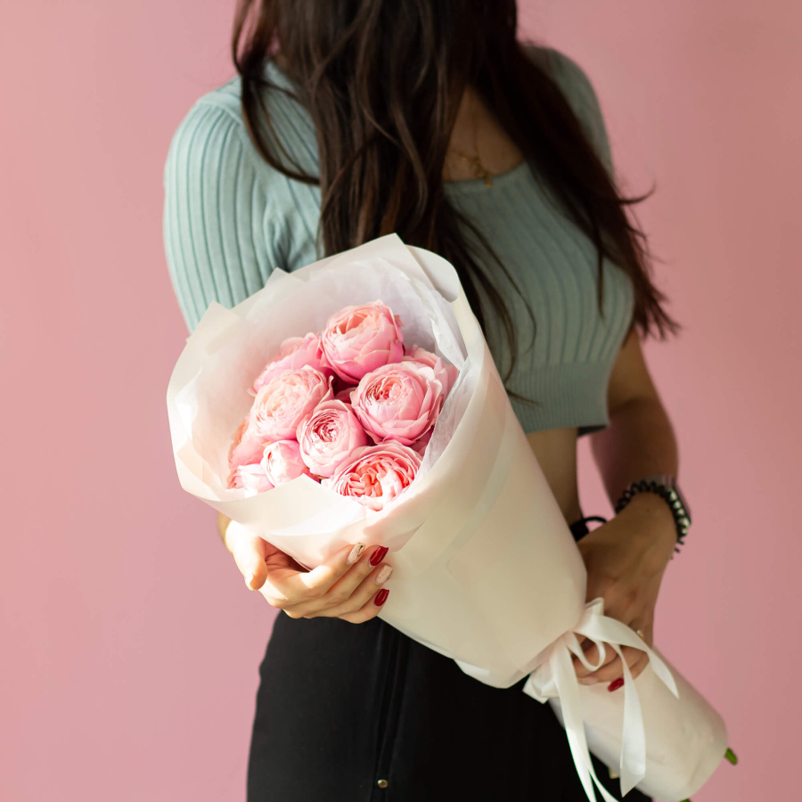 Монобукет пионовидных роз "Сильвия пинк S"  №254