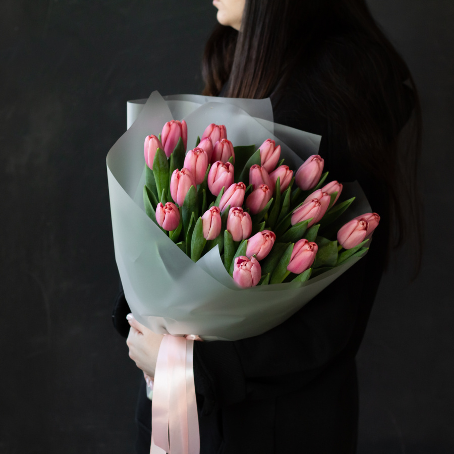 Монобукет розовых тюльпанов №466