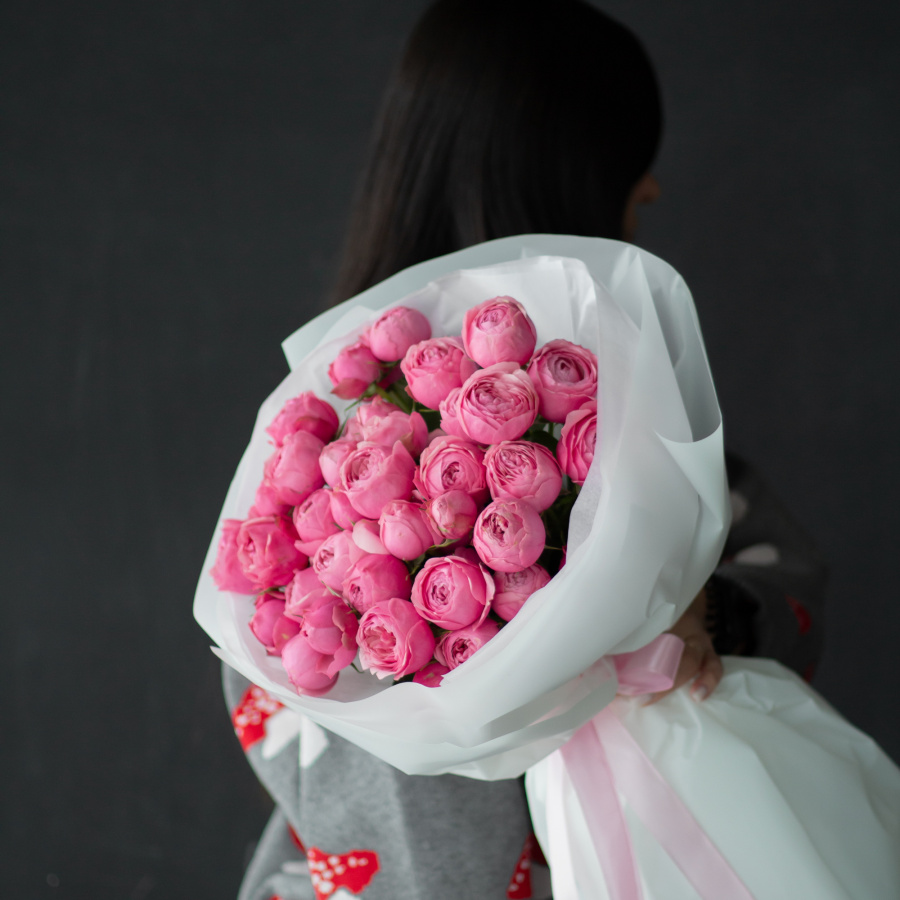 Монобукет пионовидных роз Сильвия Пинк №504