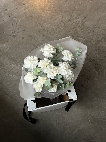 Монобукет белоснежных диантусов №488