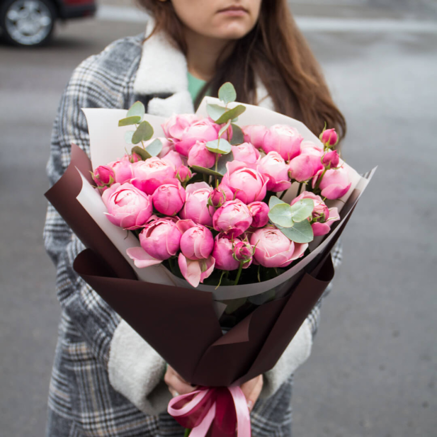 Монобукет пионовидных роз "Сильвия пинк" №218
