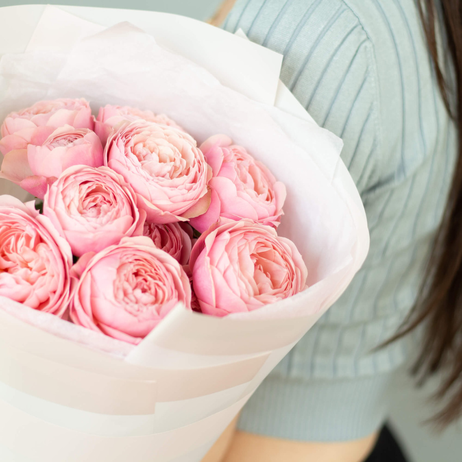 Монобукет пионовидных роз "Сильвия пинк S"  №254