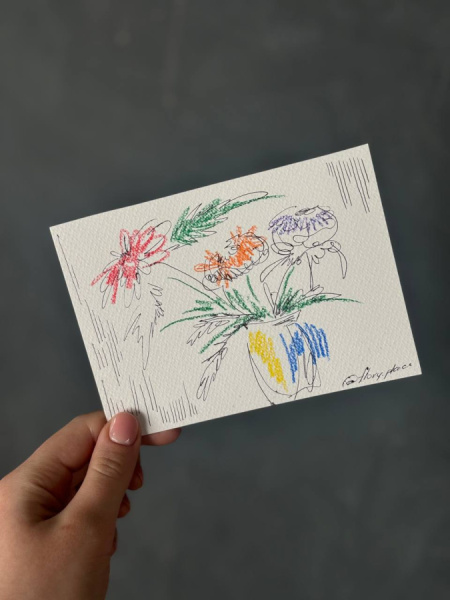 Открытка ручной работы "ЦВеточная композиция"