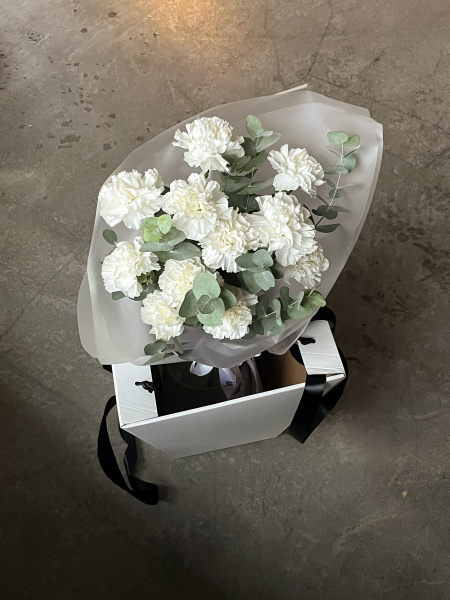 Монобукет белоснежных диантусов №488