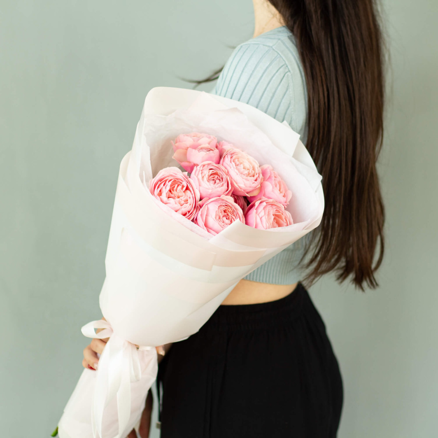 Монобукет пионовидных роз "Сильвия пинк S"  №254