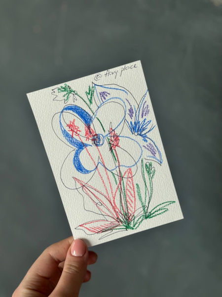 Открытка ручной работы "Цветы ретро"