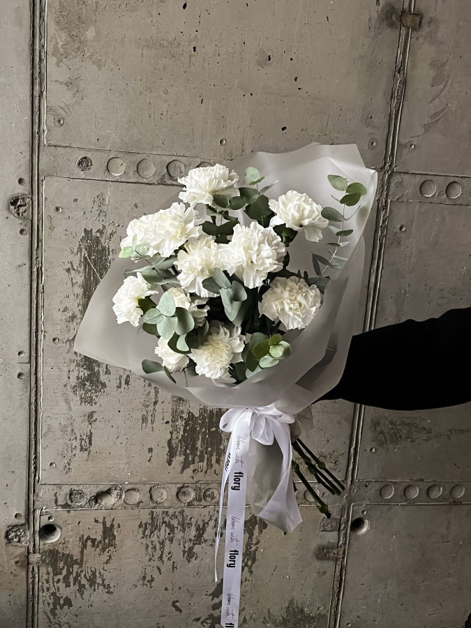 Монобукет белоснежных диантусов №488