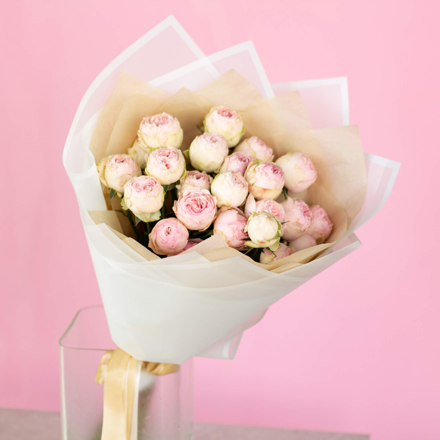 Монобукет пионовидных роз "Мэнсфилд парк М"  №256