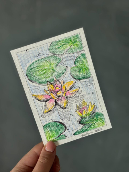 Открытка ручной работы "Лотос"