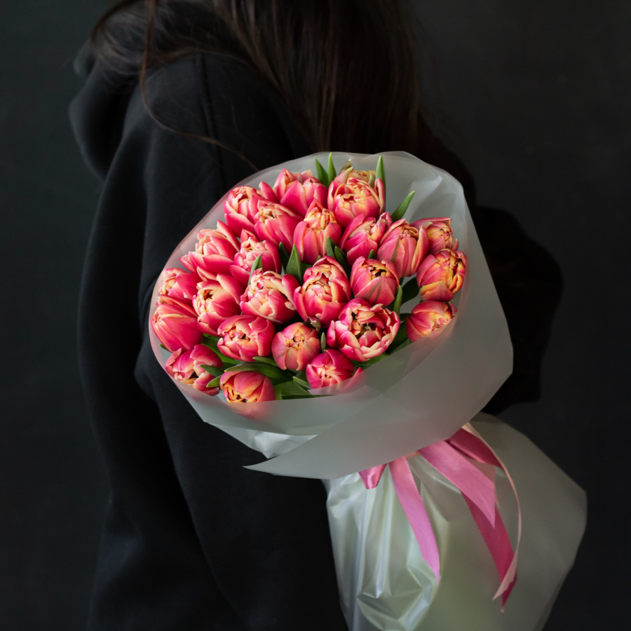 Монобукет пионовидных тюльпанов Коламбус №469