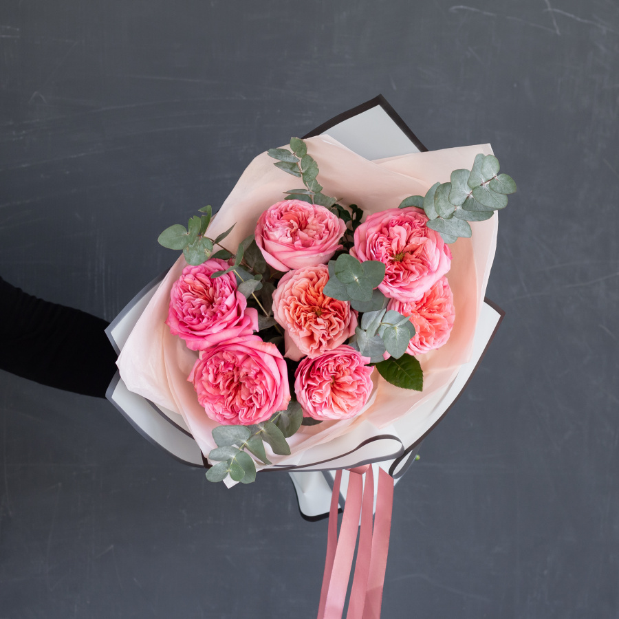 Монобукет пионовидных роз "Пинк экспрешн" №462