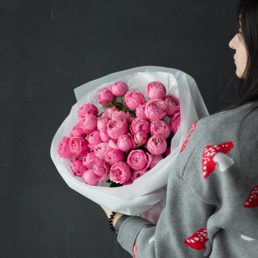 Монобукет пионовидных роз Сильвия Пинк №504