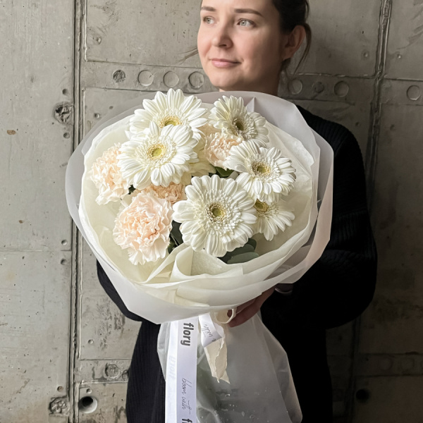 Дуобукет из гербер и диантусов №494